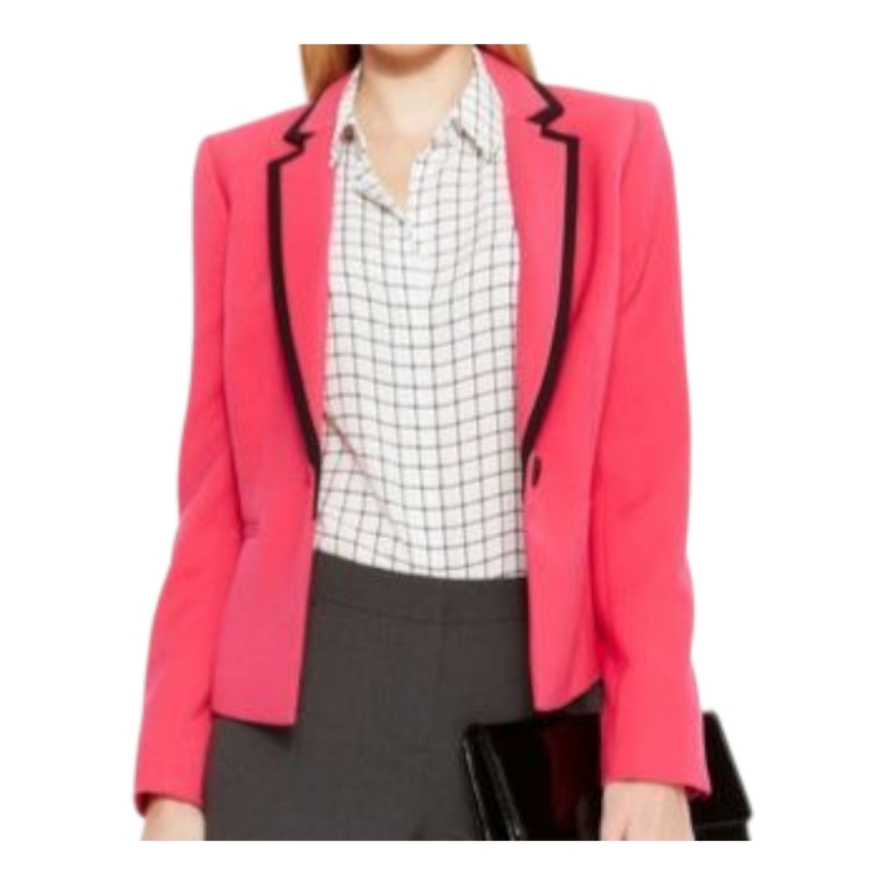 Anne Klein Vibrant Pink Blazer with Black Accents